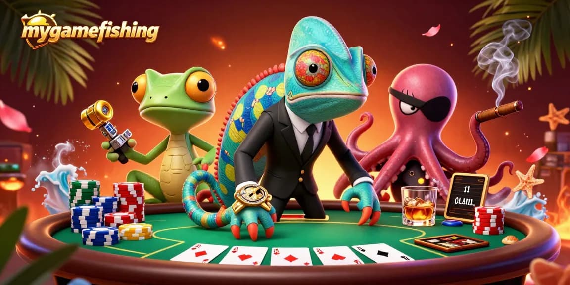 Engage with mygamefishing at an exciting poker table featuring dynamic characters and rich game elements.