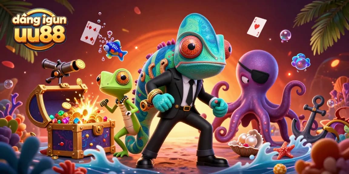 Experience the excitement of gambling with đăng nhập uu88, featuring dynamic characters in a vibrant casino scene.