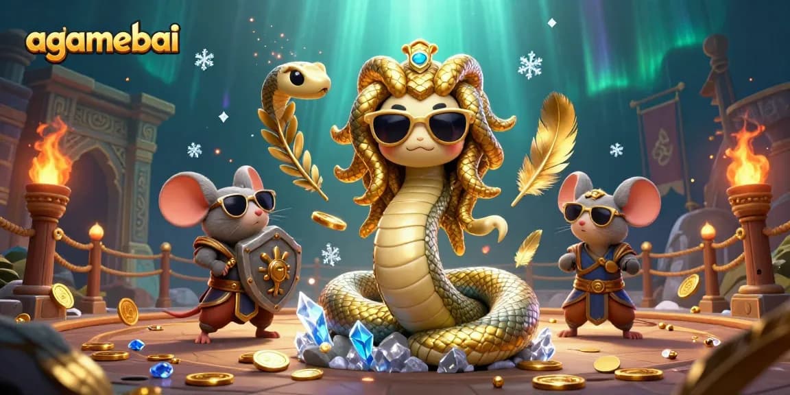 Engage with agamebai's entertaining casino scene featuring Medusa and other characters in vivid action.