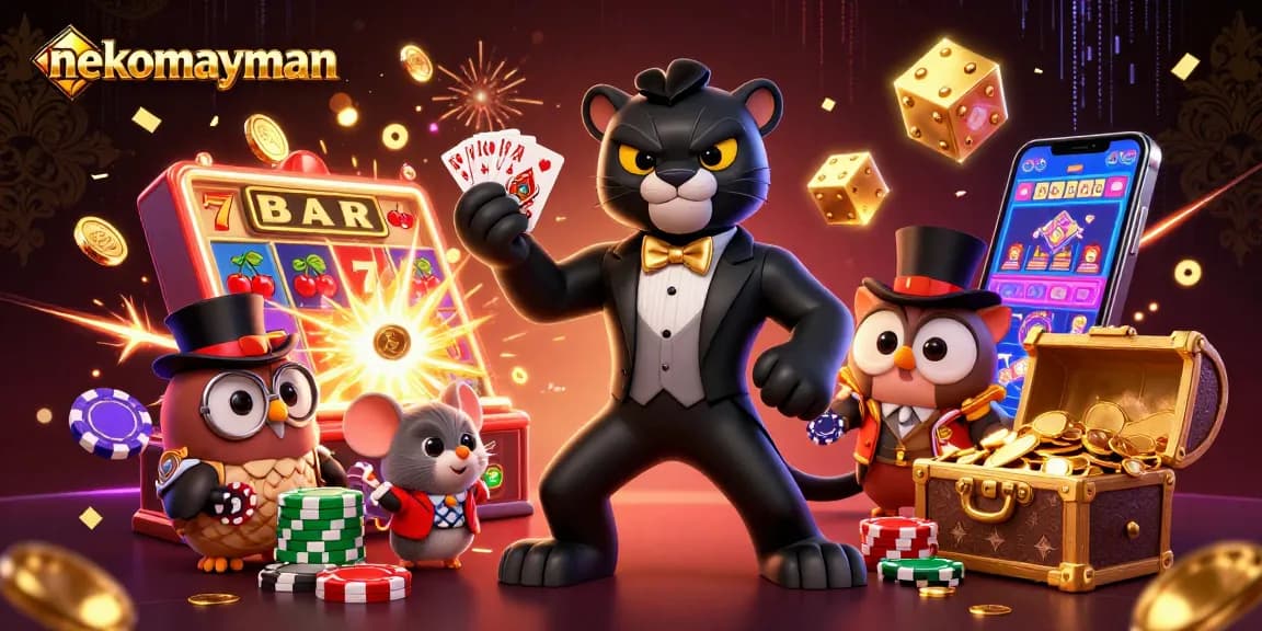 Experience exciting gameplay with nekomayman, featuring vibrant casino characters and dynamic slot elements.