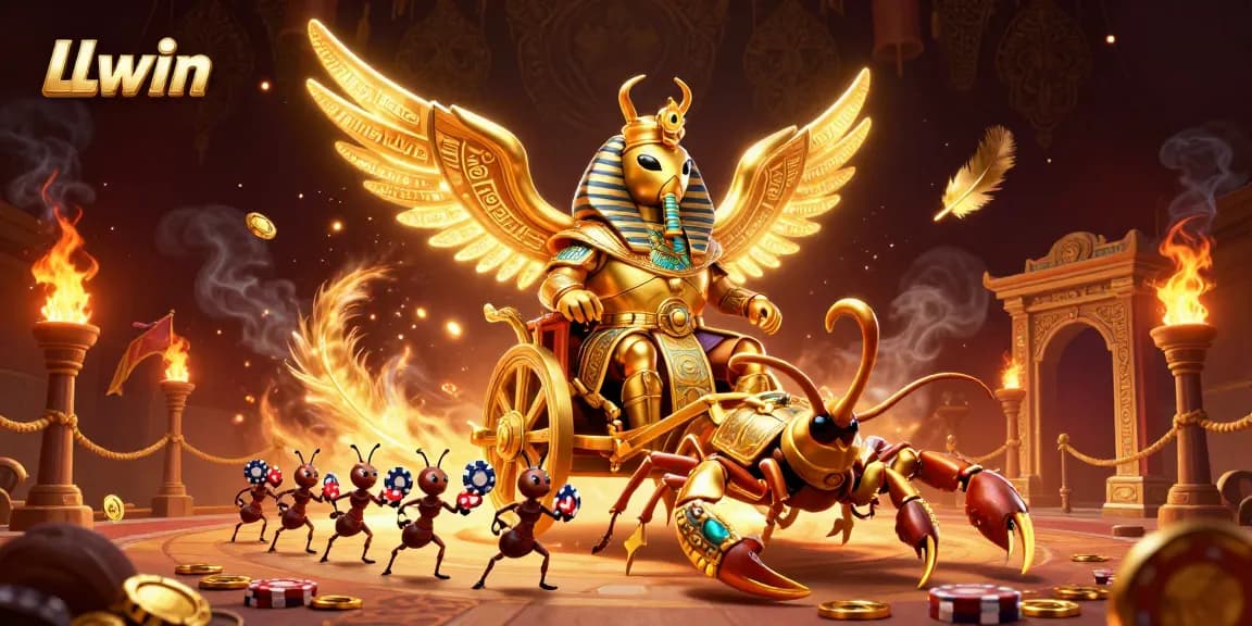 Engage in thrilling gaming action at LLwin with a dynamic illustration of casino excitement and adventure.