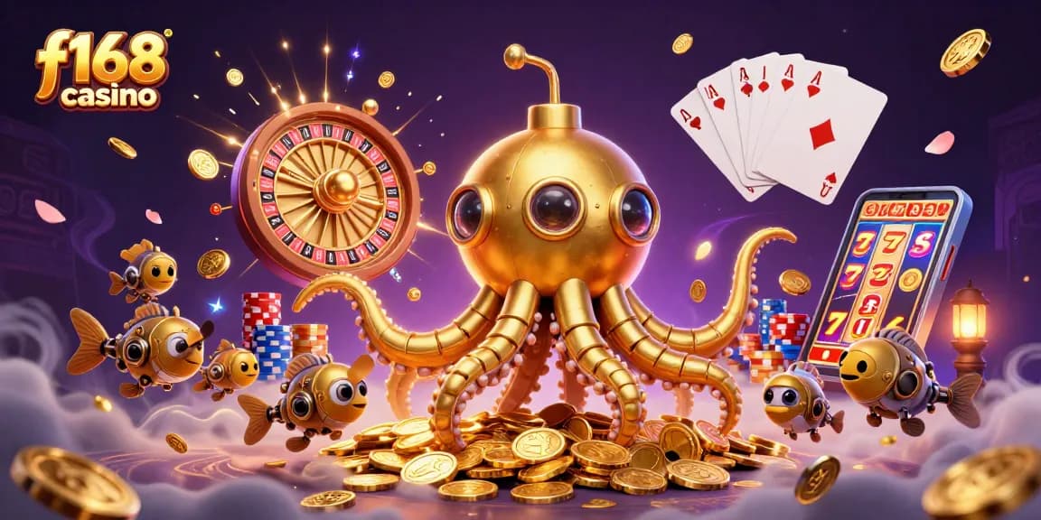 Experience the thrill of f168 casino with vibrant golden kraken and immersive gameplay elements.