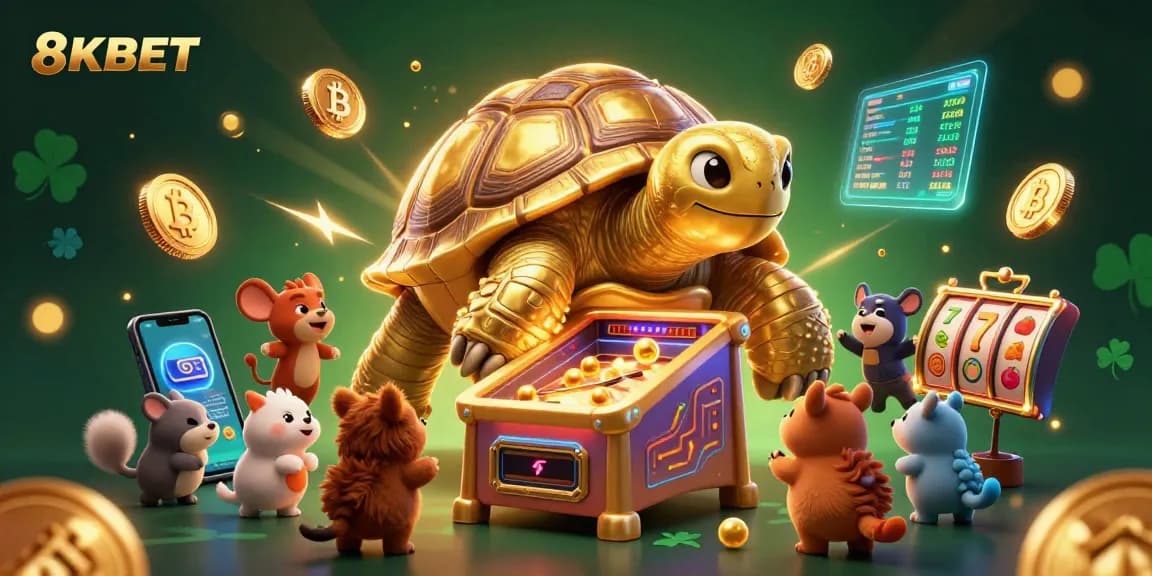 Experience thrilling slot gameplay at 8KBET featuring a vibrant tortoise pinball machine.