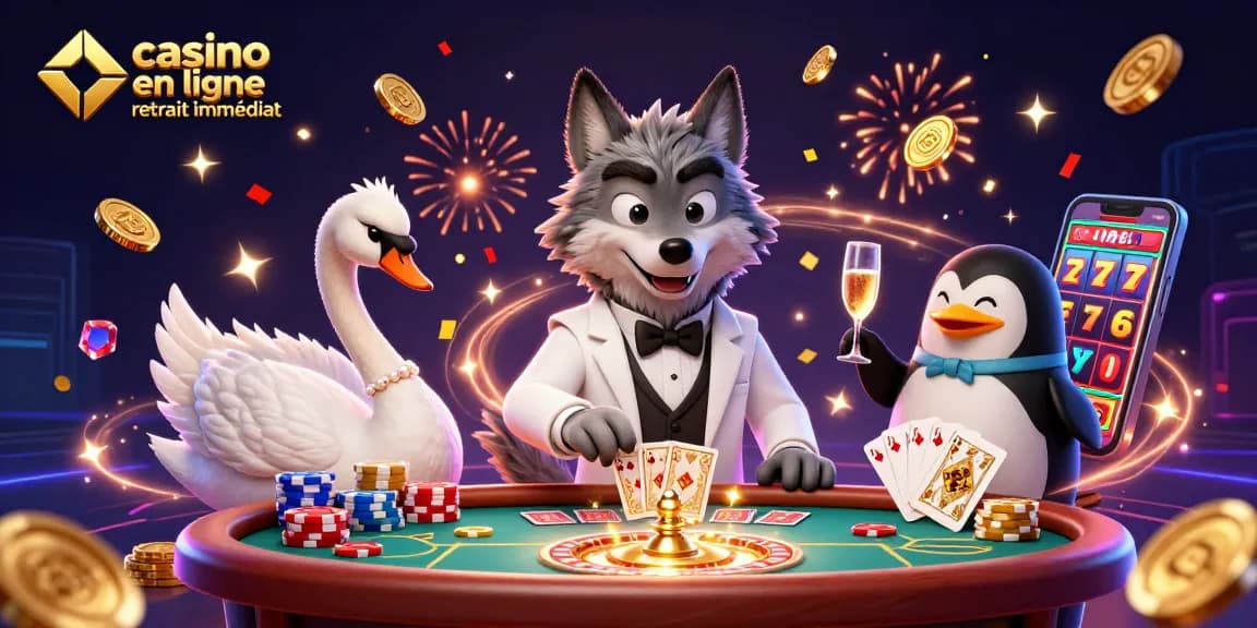 Des gains rapides au casino en ligne retrait immédiat avec des jeux de cartes et des jetons colorés.