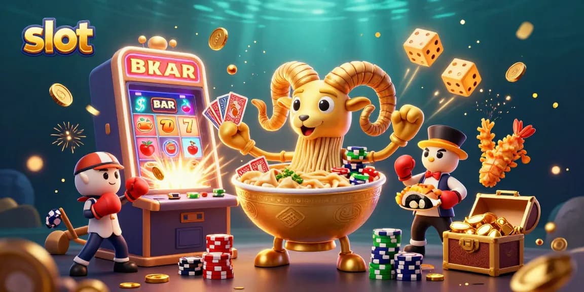 Slot yang menarik dengan karakter 3D unik beraksi dalam suasana kasino yang meriah.