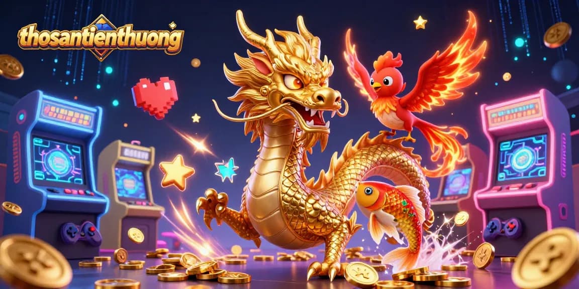 Engage with thosantienthuong's thrilling gameplay featuring dragons, phoenixes, and coins.