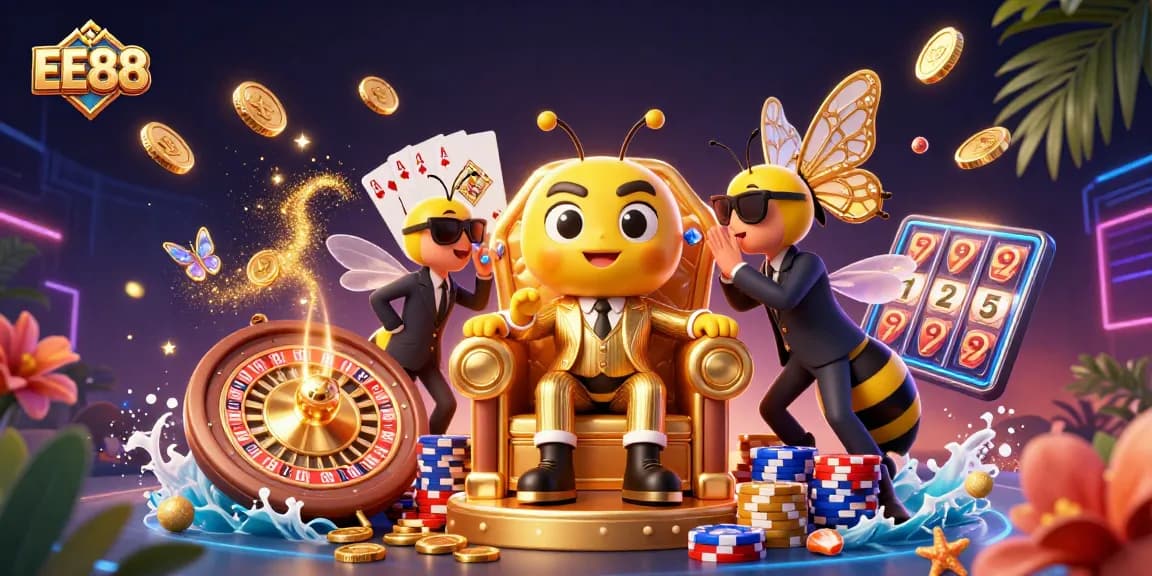 Experience the thrill of EE88's dynamic casino scene with an adventurous bumblebee mob boss.