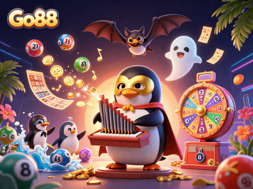 Experience Go88 with thrilling lottery action featuring animated characters and vibrant elements.