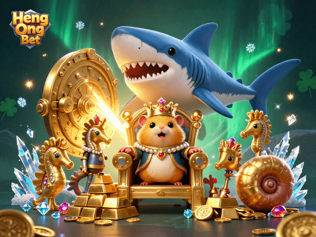 Experience the thrill of Heng Ong Bet with vibrant casino characters and dazzling treasure displays.