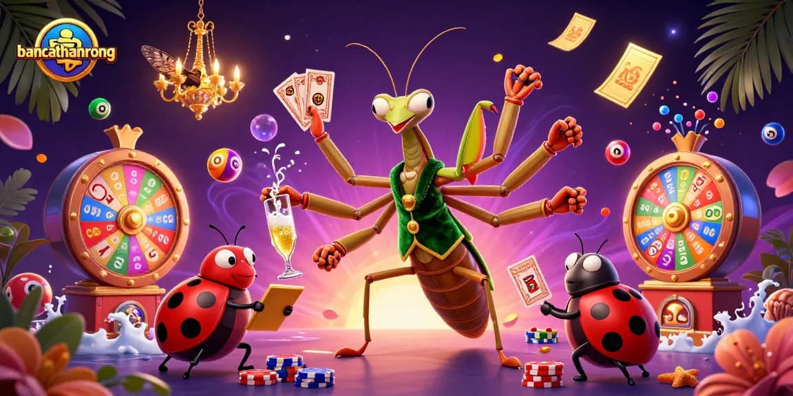 Bancathanrong showcases a vibrant casino scene with cartoon characters engaging in games of chance and excitement.