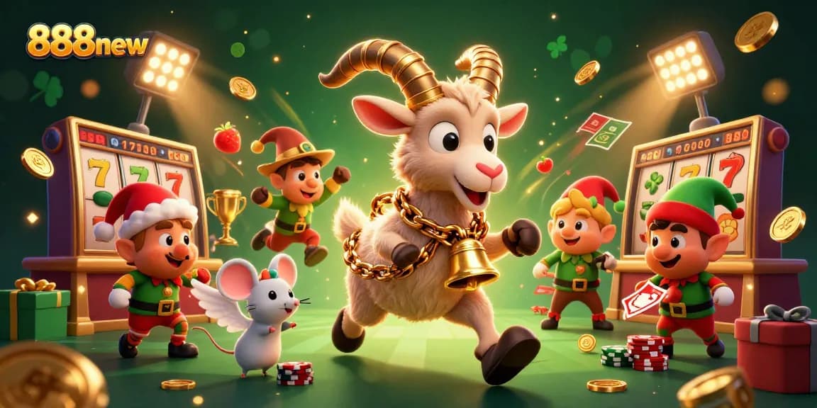 Bet on excitement with 888new in this lively casino scene featuring thrilling slots and playful characters.