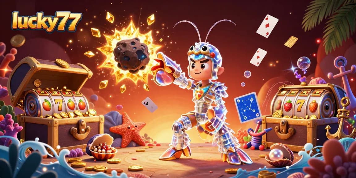Win big at lucky77 with explosive gems, vibrant slots, and dynamic casino action in vivid 3D illustration.