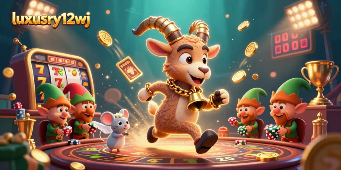 Experience the thrill at luxury12wj, a festive casino with gremlins and a Krampus goat.
