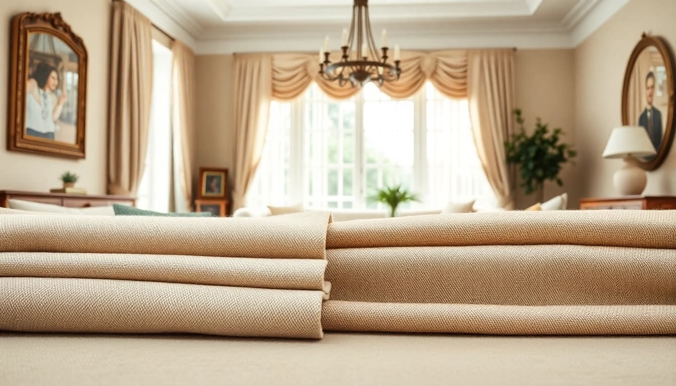 Explore gorgeous gordijnvoering hema fabrics displayed in a stylish setting, showcasing texture and design.
