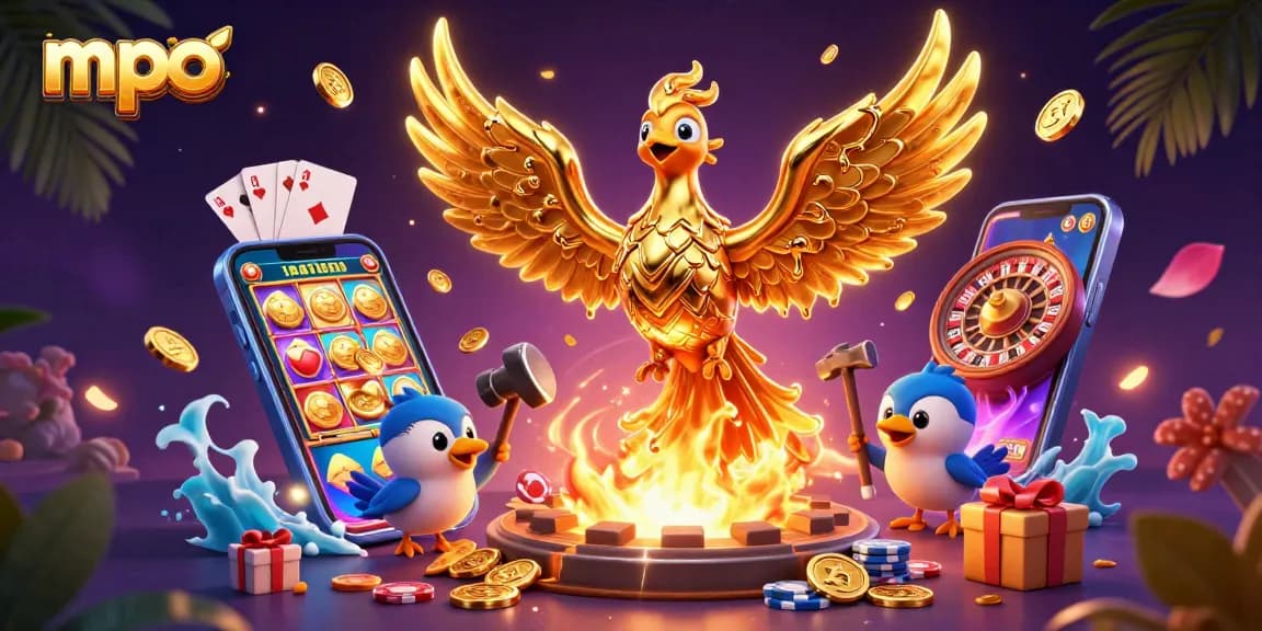 Experience mpo's thrilling gaming with golden phoenix and vibrant casino elements