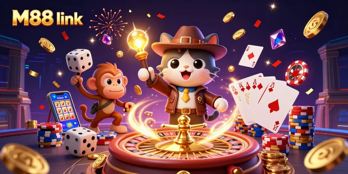 Experience thrilling bets with M88 link showcasing a vibrant casino adventure scene.