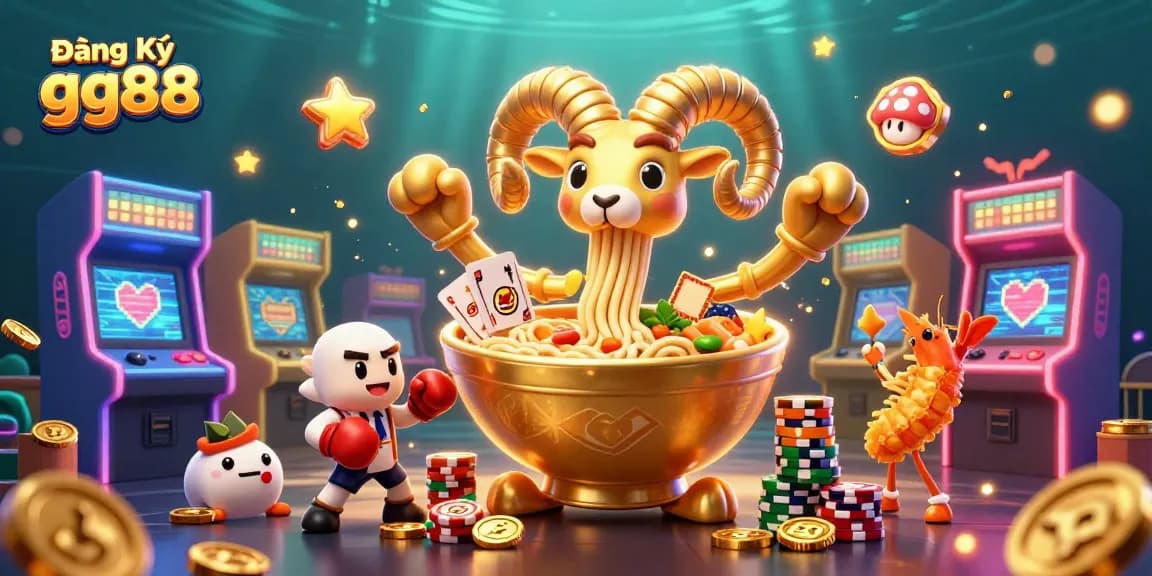 Experience the excitement of Đăng Ký gg88 with our dynamic casino-themed illustration featuring vibrant game elements and characters.