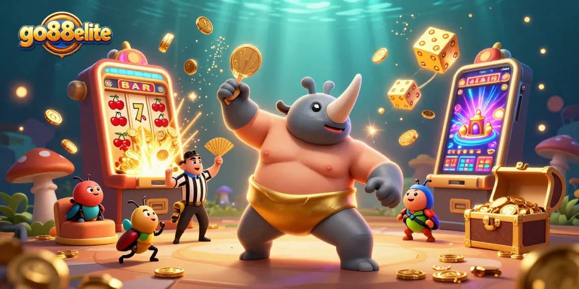 Experience exhilarating gaming with go88elite in a vibrant 3D casino scene filled with action.