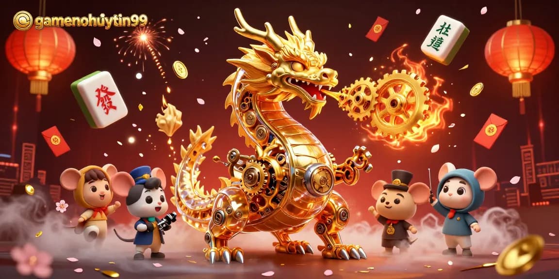 Experience thrilling action with gamenohuuytin99 featuring a golden dragon amidst vibrant casino elements.