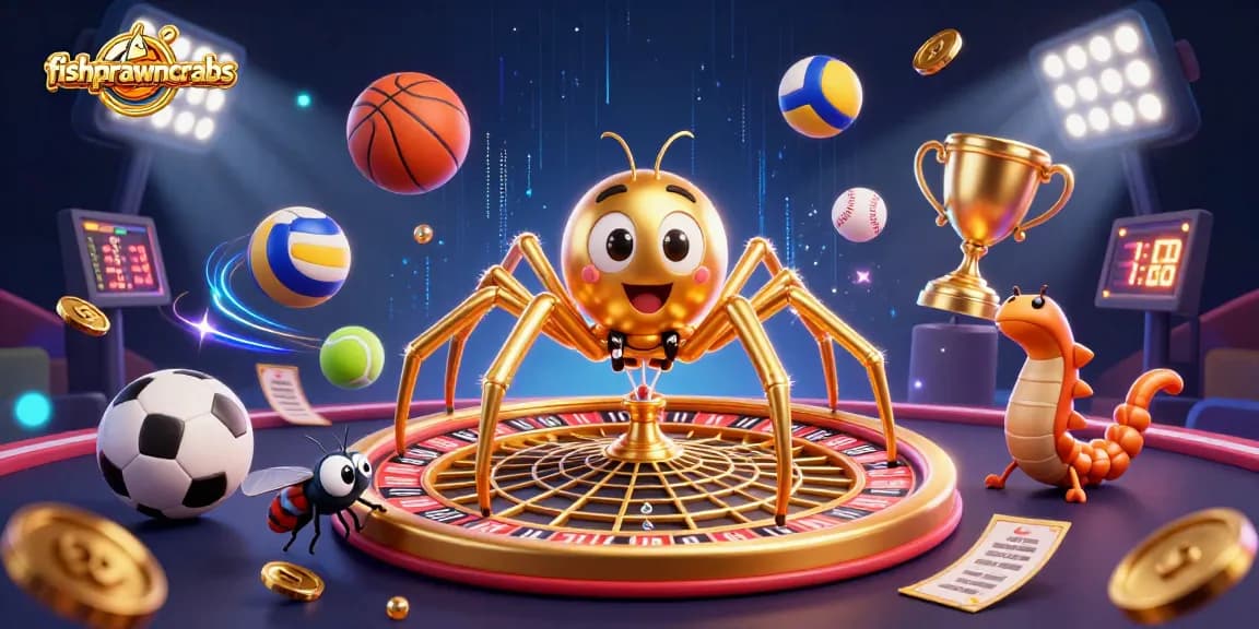 Experience fishprawncrabs in an engaging animated betting scene filled with vibrant casino elements.