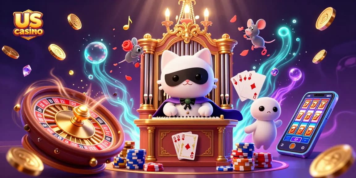 Experience the thrill of us casino games with vibrant characters, spinning roulette, and sparkling gems.