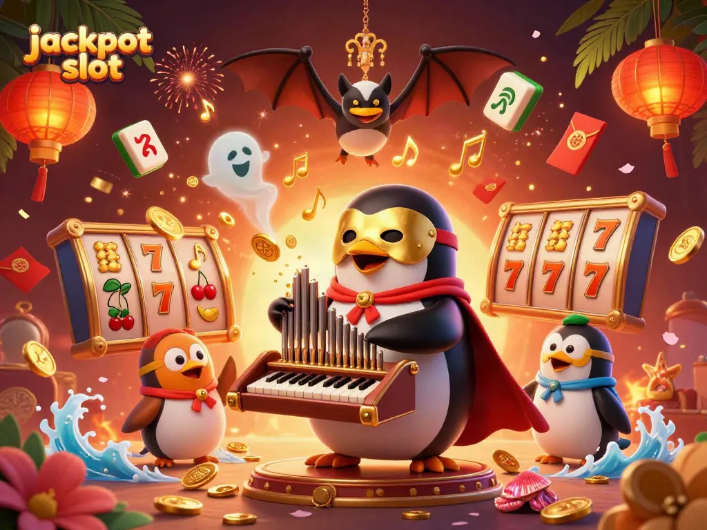 Capture the excitement of jackpot slot games with a casino-themed 3D illustration featuring dynamic slots and vibrant elements.