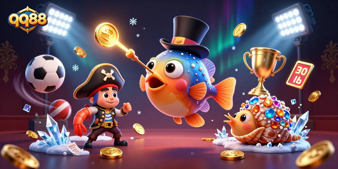 Experience thrilling gaming moments with qq88 as the anglerfish and shrimp bring luck in a vibrant casino scene.