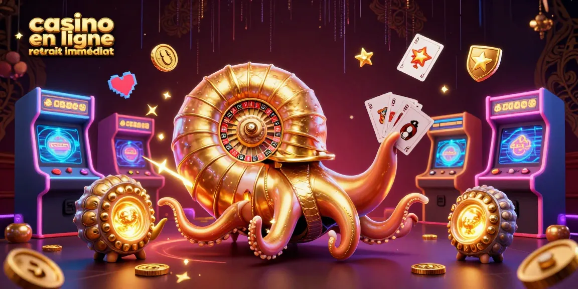 Profitez de l'expérience immersive du casino en ligne retrait immédiat avec cette illustration 3D captivante.