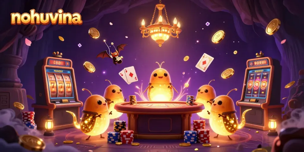 Experience the vibrant world of nohuvina as glowworms illuminate a lively cave casino with exciting games and winning opportunities.