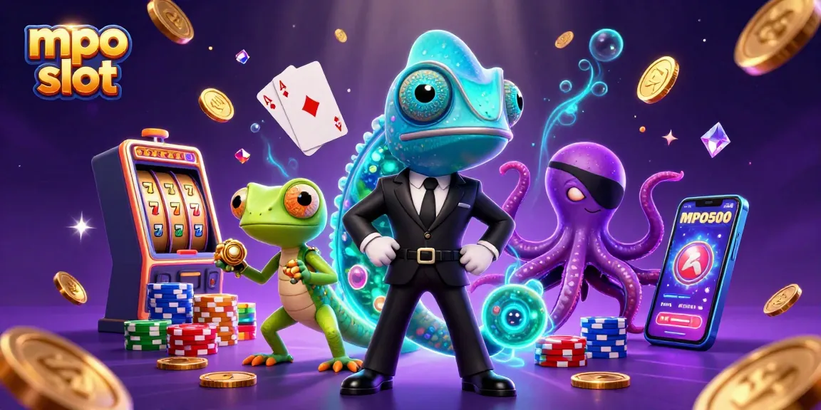 Engage with mpo slot as colorful characters celebrate gaming victories amidst a lavish casino atmosphere.
