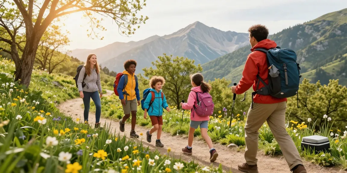 Family enjoying a hiking adventure while mantra88 login facilitates safe online gaming access