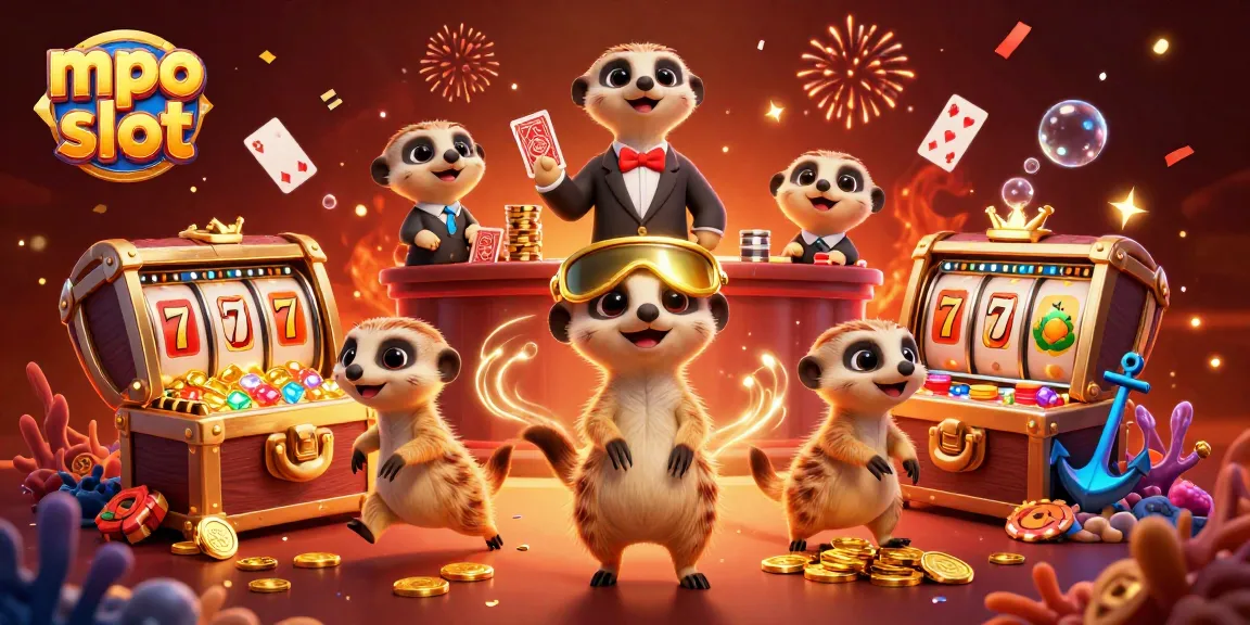 Experience mpo slot excitement with a meerkat casino scene blending fun and vibrant gameplay.