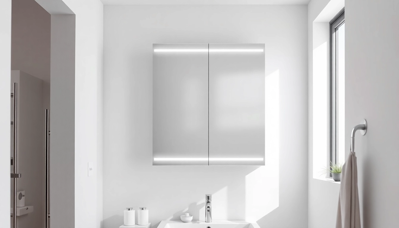 Optimize badezimmer spiegelschränke beleuchtung for modern elegance in a stylish bathroom setting.
