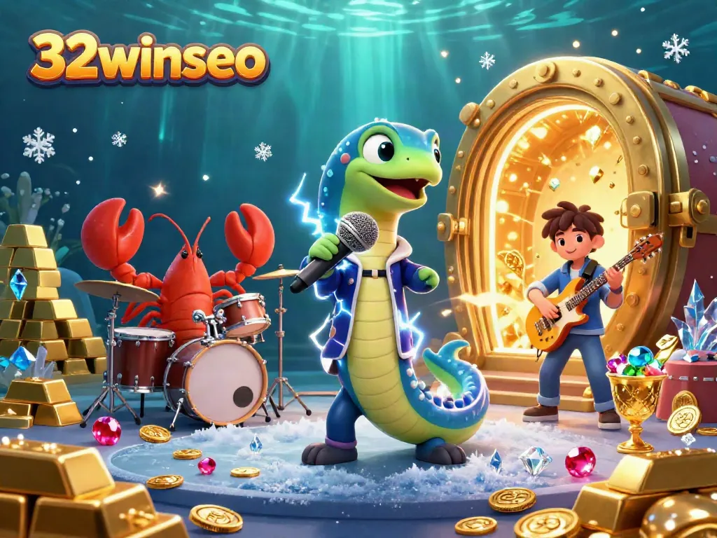 Experience the thrill of casino gaming with 32winseo's vibrant underwater scene featuring lively characters and treasure.
