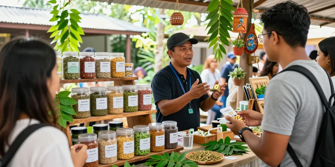 Kratom for sale in a vibrant herbal marketplace with products displayed on rustic shelves and customers engaging.