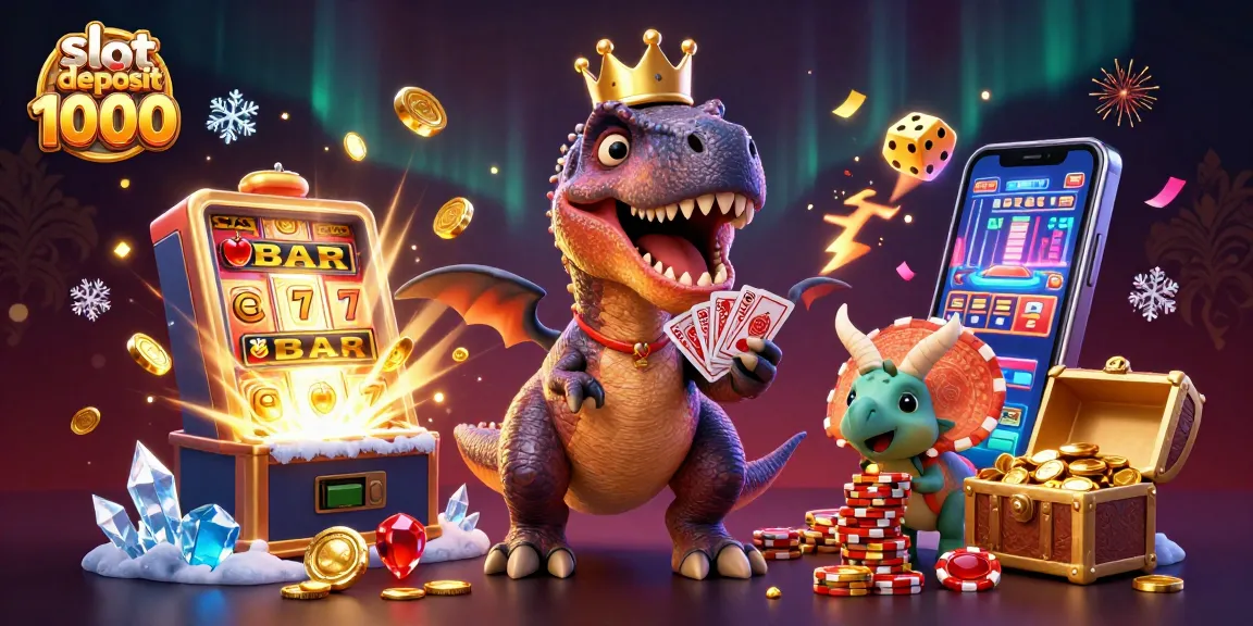 Rasakan keseruan slot deposit 1000 dengan ilustrasi kartu dan chip emas yang ditumpuk, menarik perhatian pemain!