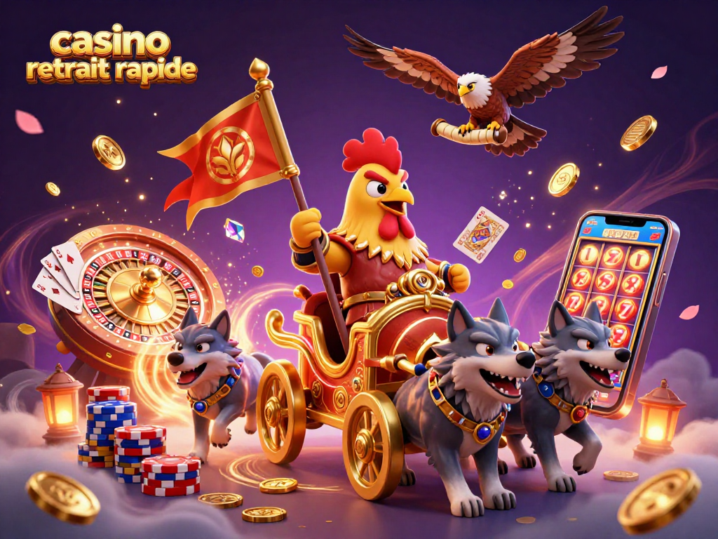 Retirez vos gains rapidement avec un casino retrait rapide, emblème doré et gains scintillants.