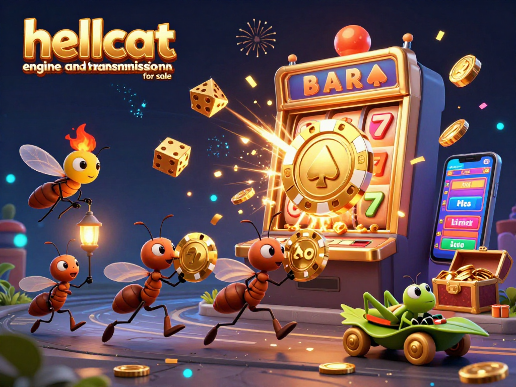 Engage in the thrill of gambling with a vibrant scene featuring hellcat engine and transmission for sale amidst dynamic casino elements.