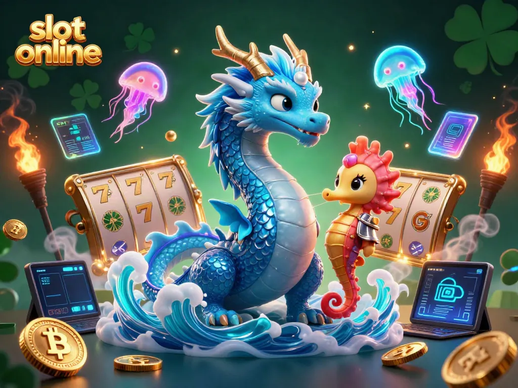 Experience thrilling slot online adventures with a fantastical ocean dragon and seahorse knight.