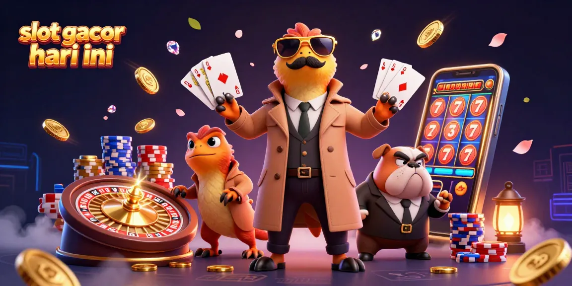 Slot gacor hari ini menunjukkan tiga raptor beraksi di lounge kasino VIP, dikelilingi koin emas dan permainan menarik.