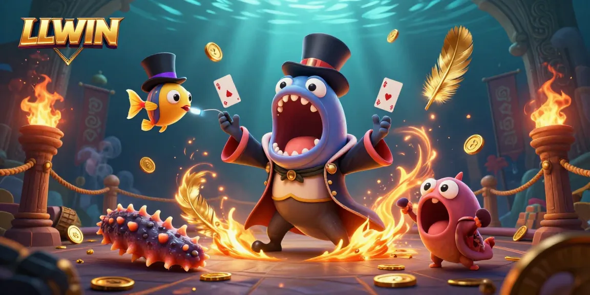 LLWIN offers a vibrant gambling adventure with a magical deep-sea scene featuring unique characters.