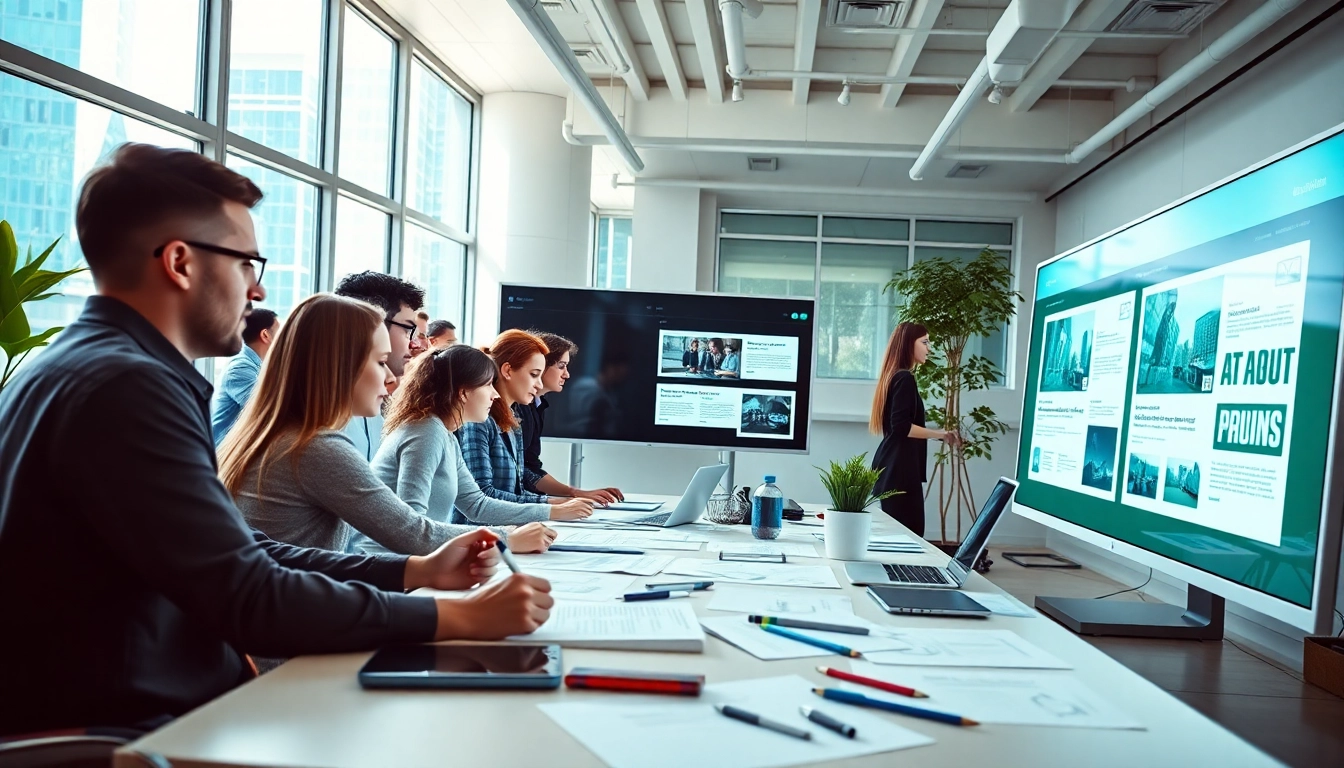Innovative web design edmonton team collaborating on digital projects in a bright studio.