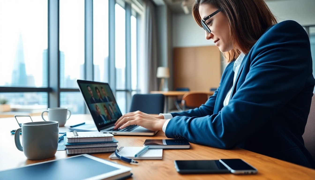 Replace executive assistant with AI concept featuring a professional in a modern office setting.