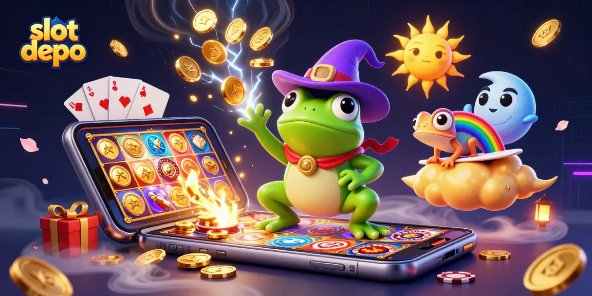 Menangkan slot depo dengan harta karun koin emas yang diciptakan oleh penyihir dan chameleon berwarna-warni yang meluncur di awan emas.