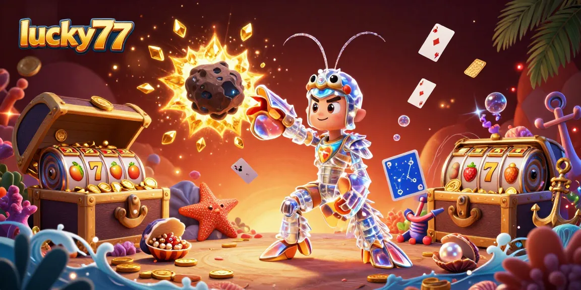 Win big at lucky77 with explosive gems, vibrant slots, and dynamic casino action in vivid 3D illustration.