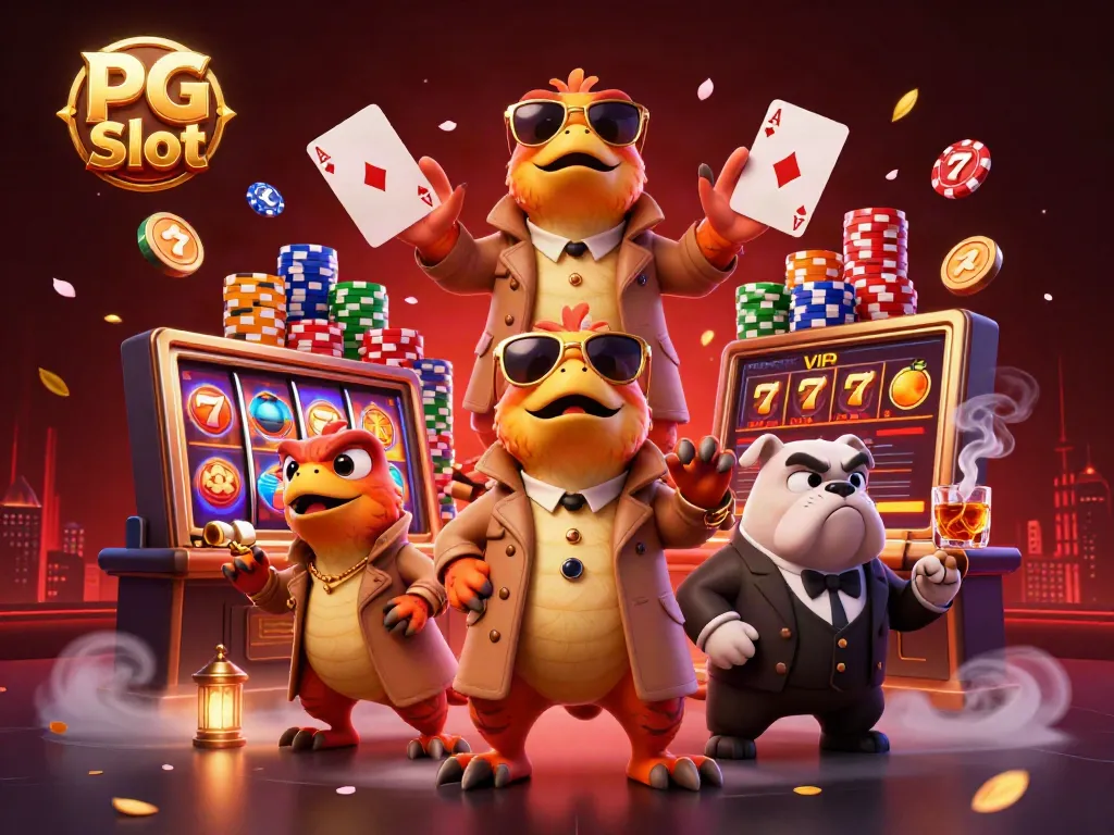 Raptor lucu memainkan slot PG Slot dengan elemen kasino lainnya secara dinamis.