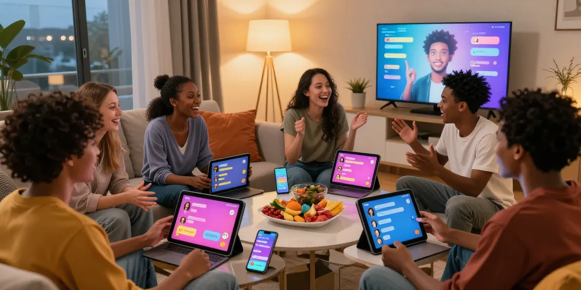 Engaged friends exploring spicy chat AI features during vibrant game night.