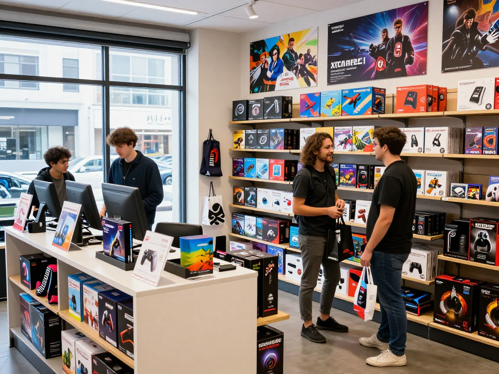 Experience seamless shopping at https://rokok88.com in a vibrant game store atmosphere, showcasing diverse gaming products and enthusiastic customers.