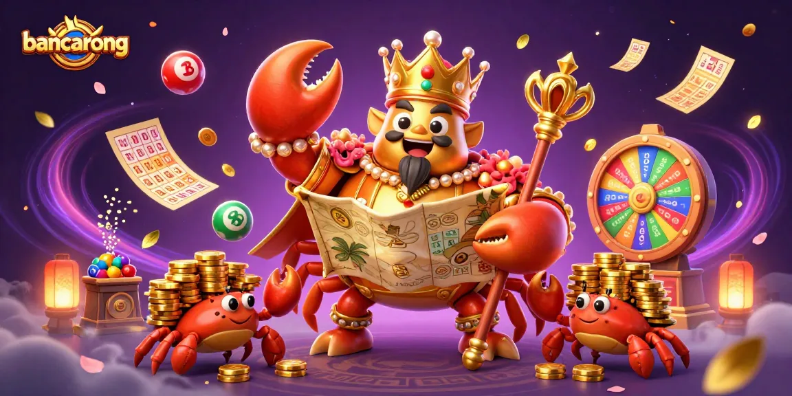 Bancarong showcases a lavish 3D crab emperor commanding the excitement of lottery play with vibrant elements.