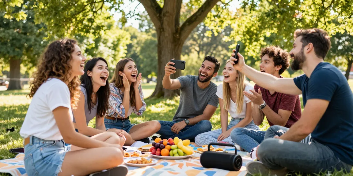 Group of friends enjoying a picnic while asking how old do I look, capturing joyful moments.